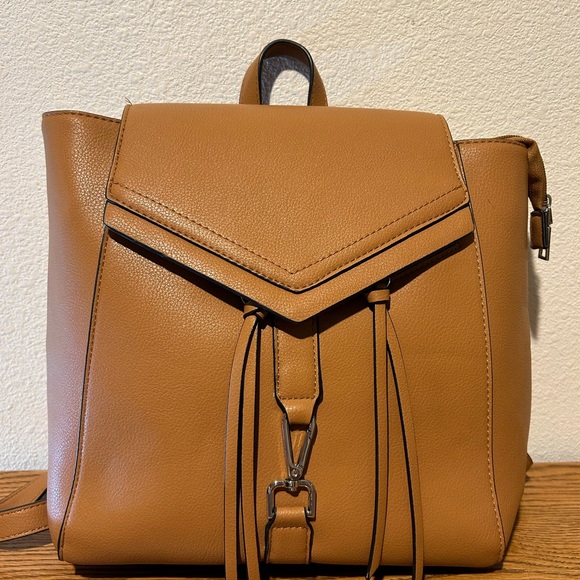 Melie Bianco Handbags - Melie Bianco Cognac Camel Brown Vegan Leather Structured Backpack Bag